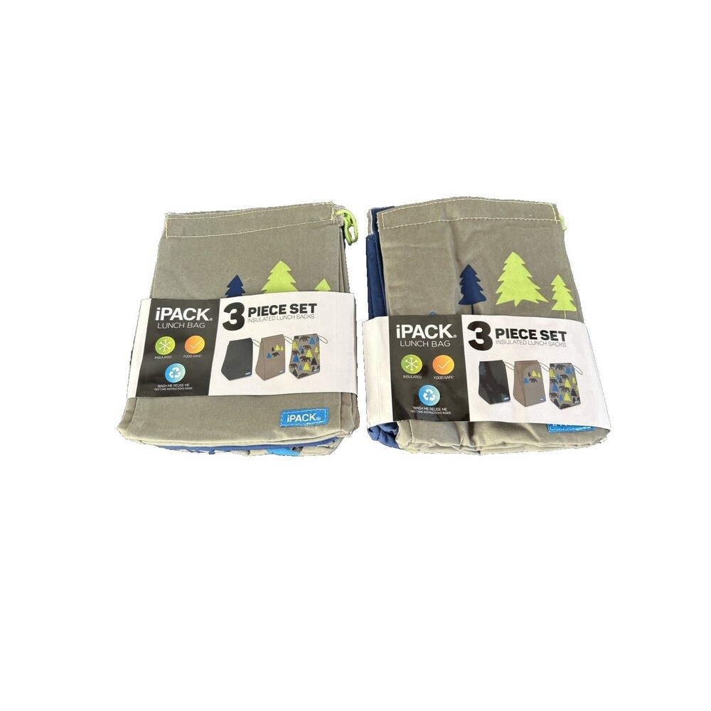 iPack Insulated Lunch Bags Meal Carrier 2 Packs LOT 6 pcs . Olivet International